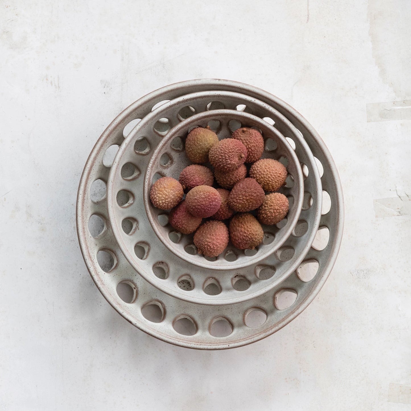 Stoneware Basket Bowls - Set of 3