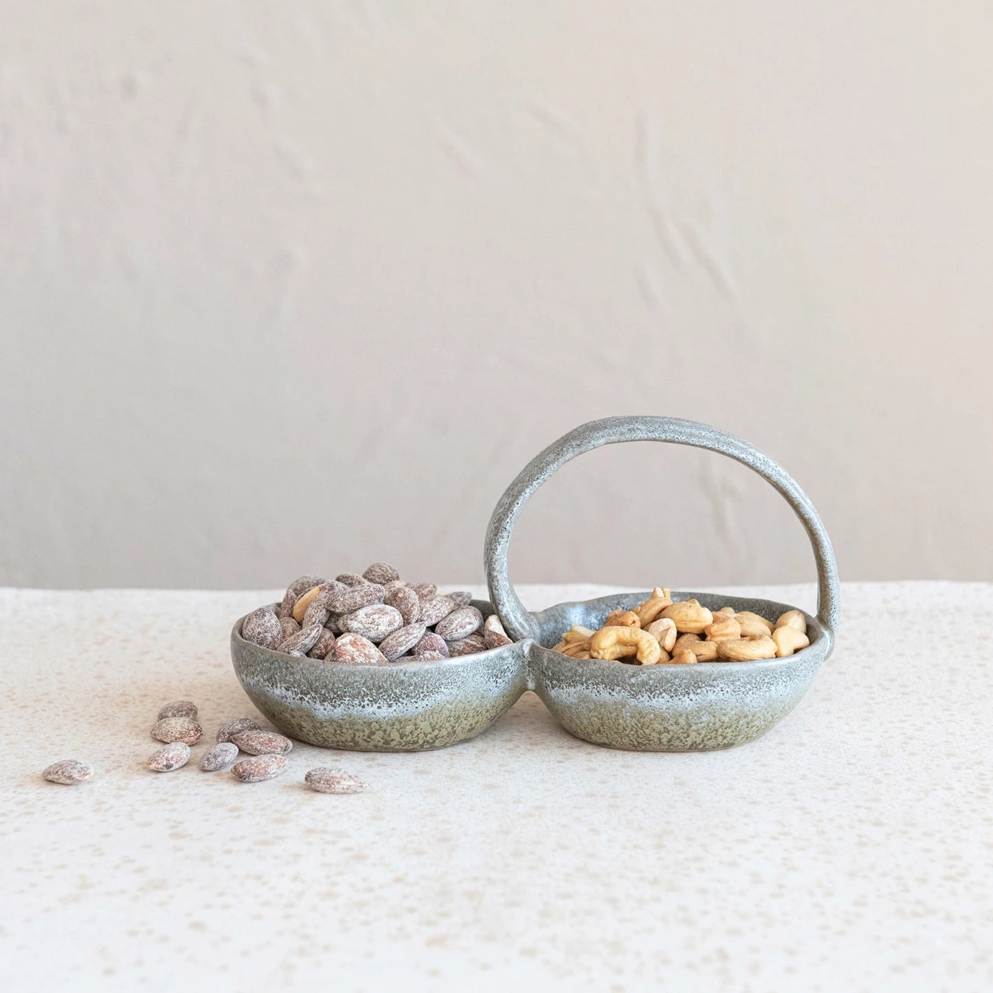 Stoneware Double Bowl with Handle